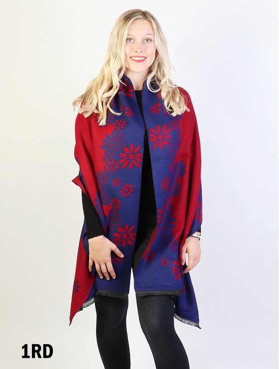Reversible Floral Patterned Cashmere Feeling Scarf